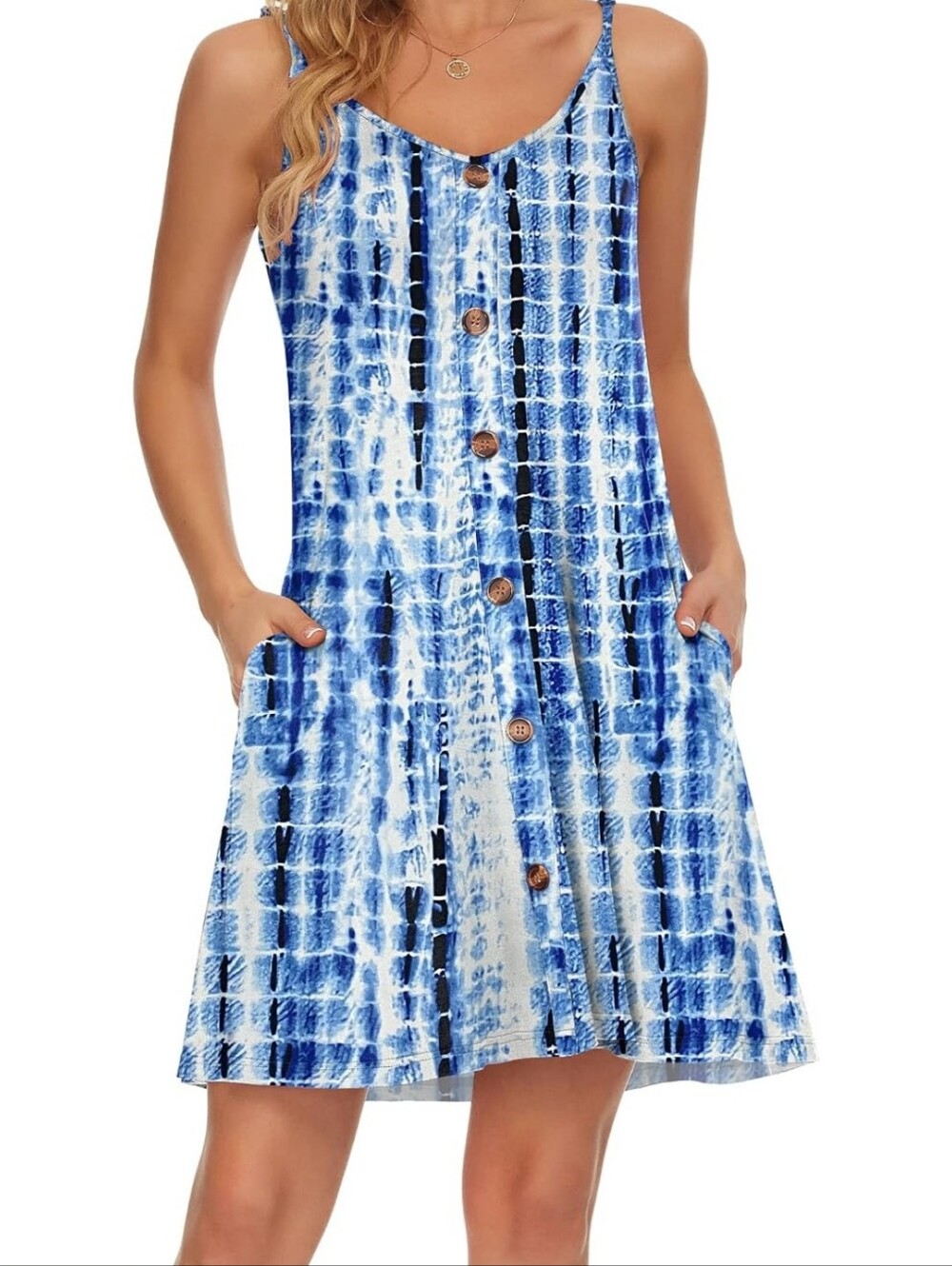 Tie Dye Dress With Pockets Beach Cover Up